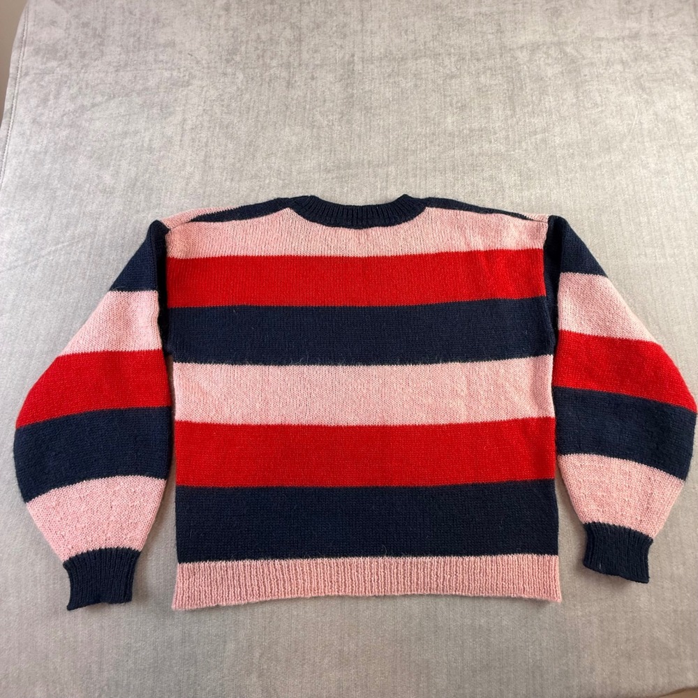 M.i.h Jeans Mohair Blend Striped Sweater Navy Red Pink Crew Neck XS - Picture 2 of 8